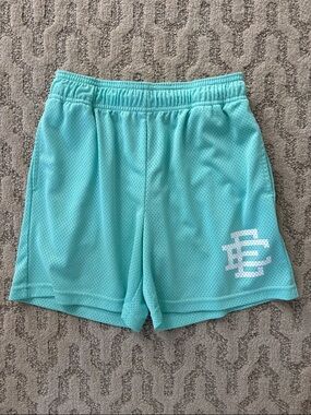 Eric Emanuel Size S Mint Green Athletic Mesh Shorts with White EE Logo